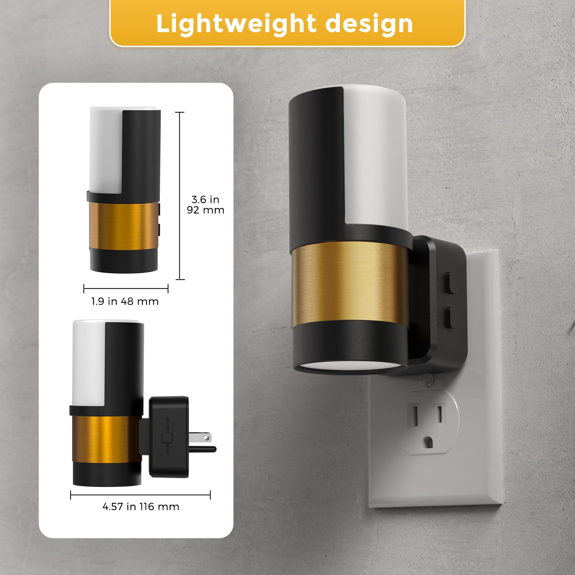 Night Lights Plug Into Wall  In Light Soft White/cool White/amber Dimmable Backlit Nightlight With Sensor 180° Rotatable Nightlights For Hallway 1pack