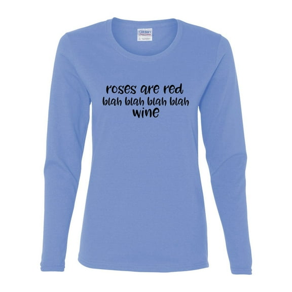 Roses are Red Valentine's Day Women's Long Sleeve Shirt-Carolina Blue-3xl
