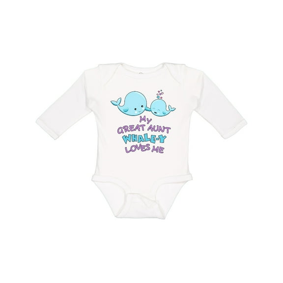 Inktastic My Great Aunt Whale-y Loves Me Boys or Girls Long Sleeve Baby Bodysuit