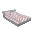 thumbnail image 2 of Ambesonne Ethnic Fitted Sheet & Pillow Sham Set, Aztec Style Floral Leaves, Queen, Pale Pink Mauve, 2 of 2