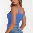 thumbnail image 4 of Sleeveless Tank Top for Women Spaghetti Strap Form Slim Fitting Scoop Neck Ribbed Knit Basic Cami Shirts Blue S, 4 of 5