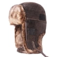thumbnail image 2 of SNNROO Earflap Hat Fuzzy Faux Fur Lining Adjustable Buckle Thickened Soft Russian Ears Fake Leather Winter Thermal Men Trapper Hunting Cap for Outdoor, 2 of 8