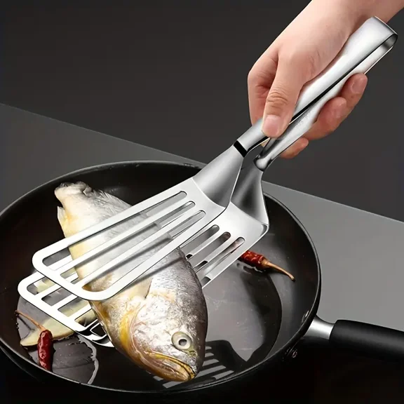 1pc Premium Multifunctional Stainless Steel Serving Tongs - Versatile Serving, Convenient Buffet Handling, Easy Fish Frying, Beautiful Food Display - Essential Kitchen Tools for an Effortless Cooking