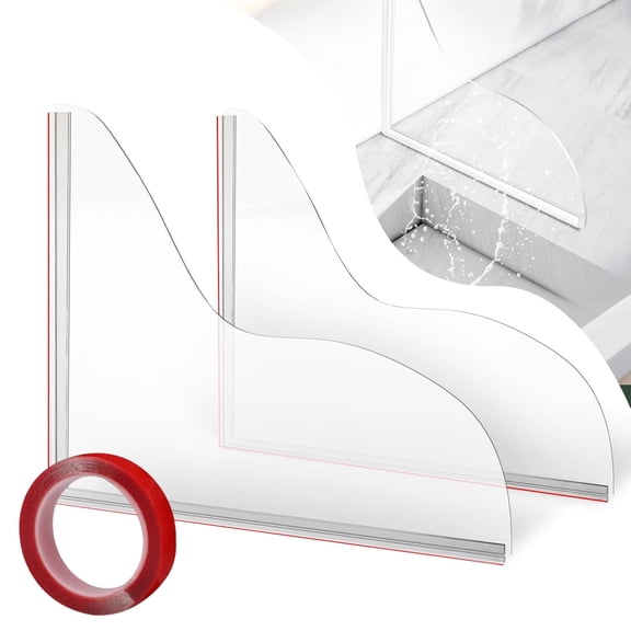 RYLZX Shower Splash Guard Kit, Large Splash Guards for Bathtub Waterproof Self-Adhesive Shower Corner Guards to Keep Water in Shower or Bath, Pack of 2 (8.3 x 7.9 inches)
