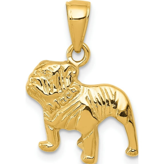 14K Yellow Gold Bulldog Pendant (21 X 15) Made In Peru k3426