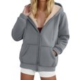 thumbnail image 2 of Dwralegc Warm Hoodies for Women Casual Fleece Sherpa Lined Hoodie Thick Long Sleeve Coats Warm Fall Winter Hoodies with Pockets Dark Gray M, 2 of 6