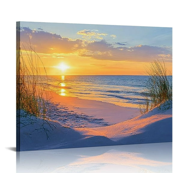 Patifu Wall Decorations For Living Room Large Canvas Wall Art For Bedroom Modern Fashion Office Wall Decor Pictures Wall Artwork Blue Sun Beach Grass Ocean Landscape Paintings Canvas Art