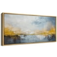 thumbnail image 4 of IDEA4WALL Extra Large Framed Canvas Print Wall Art Abstract Lakeside Gold and Blue Watercolor Fine Art Antique Wall Decorative Horizon Nature Wilderness Artwork Relax/Calm for Rooms - 60"x30", 4 of 5
