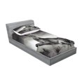thumbnail image 2 of Ambesonne Black and White Fitted Sheet & Pillow Sham Set, Wild Lioness, Twin,, 2 of 2