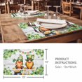 thumbnail image 3 of Placemats Set of 6, St. Patrick's Day Woven Placemat, Linen Place Mats for Kitchen/Dining Tables, Green Gnomes Lucky Shamrocks Grey Farm Wooden Washable Table Mats for Party, 3 of 8