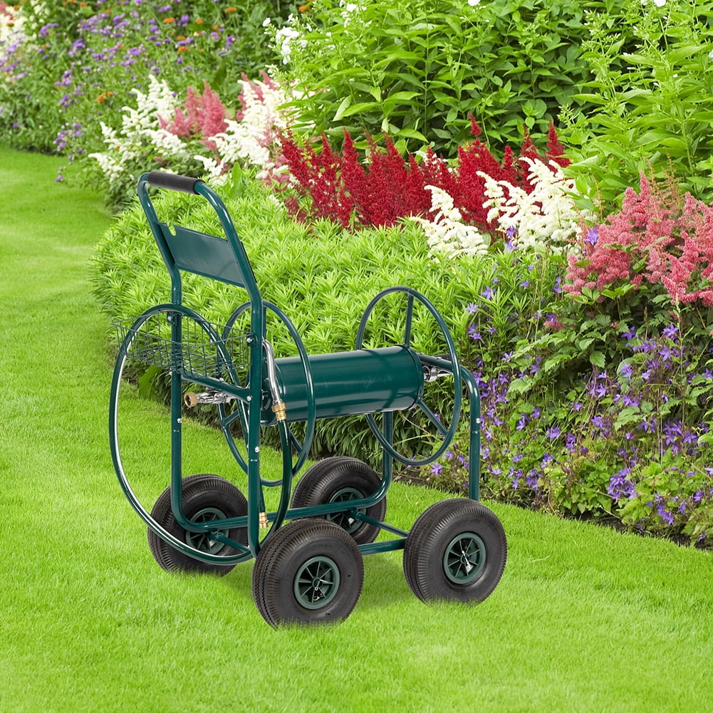 Kepooman Outdoor Utility Industry / Domestic Iron Four-Wheel Hose Reel Cart, holds 300-feet Hose of 5 / 8in or 400-feet Hose of 1 / 2in , Dark Green Kepooman Outdoor Utility Industry / Domestic Iron Four-Wheel Hose Reel Cart, holds 300-feet Hose of 5 / 8in or 400-feet Hose of 1 / 2in , Dark Green