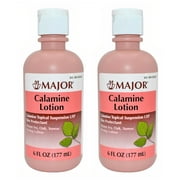 Major Calamine Drying Lotion for Itchy Skin, Unscented, 6 oz Each Bottle, 2-Pack