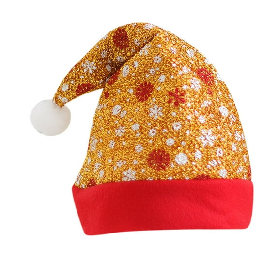 FFENYAN Christmas Decoration Christmas Hat Santa Hat Xmas Holiday Hat for Adults Unisex Velvet Comfort Cap Yellow