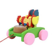 NUOLUX Pull Toddler Wooden Kids Along Baby Easter Chicken Walk Car Toys Gifts Wood Cars Push Animal