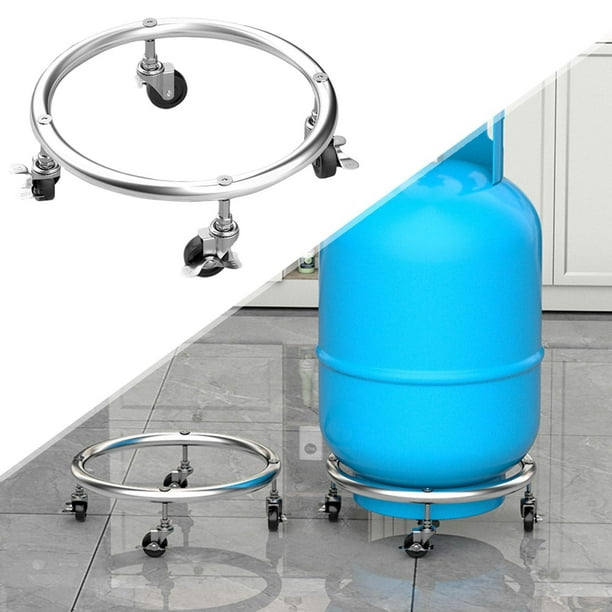 Soporte para tanque de gas, base móvil para cilindro de gas, accesorio con ruedas, soporte móvil para gas Plata con freno30cm
