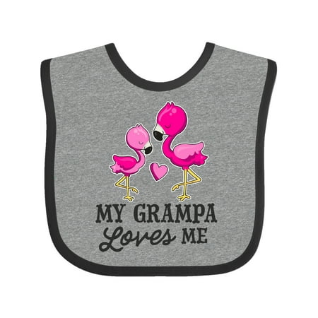 

Inktastic My Grampa Loves Me with Two Flamingos Gift Baby Boy or Baby Girl Bib