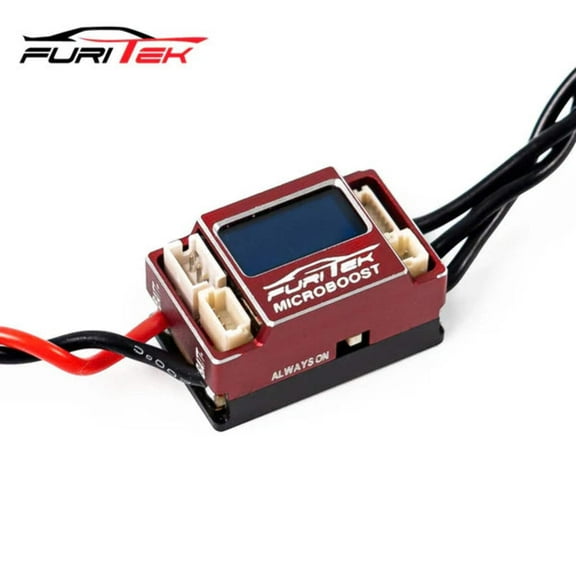FURITEK MICROBOOST 2S LiPo 25A/50A Brushless ESC for 1/24  1/28 Drift/Race Cars - Sensored/Sensorless, Red Color with LCD Display, Solderable and Wire Replaceable