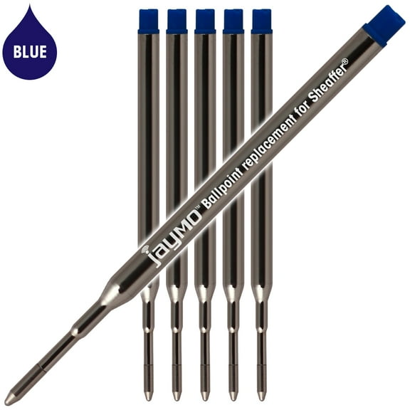 Jaymo Replacement for Sheaffer K 99325 - Measures 3.75 in / 95 mm Long - Ballpoint Pen Refill - 6 Blue