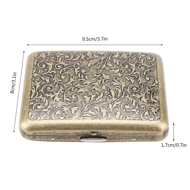 Caja Metal Retro para Caja de Cigarrillos, 20 Piezas de Tabaco, Duradero, Clip de Resorte de Doble Cara, dise?o Especial, Almacenamiento de Cigarrillos, Material de Bronce, 7 Estilos (King Size)(#3) Ecomeon no