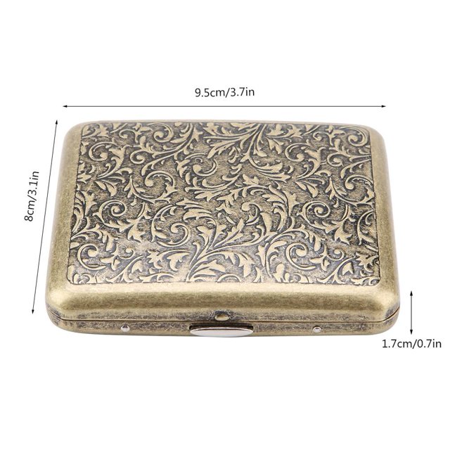 Caja Metal Retro para Caja de Cigarrillos, 20 Piezas de Tabaco, Duradero, Clip de Resorte de Doble Cara, dise?o Especial, Almacenamiento de Cigarrillos, Material de Bronce, 7 Estilos (King Size)(#3) Ecomeon no