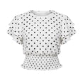 thumbnail image 6 of Women's 2026 New Crew Neck Polka Dot Print Layered Ruffle Hem Short Sleeve T Shirt, Elastic Waist Peplum Top, Casual Fashion Summer Daily Wear for Trendy Outfits White XL, 6 of 6
