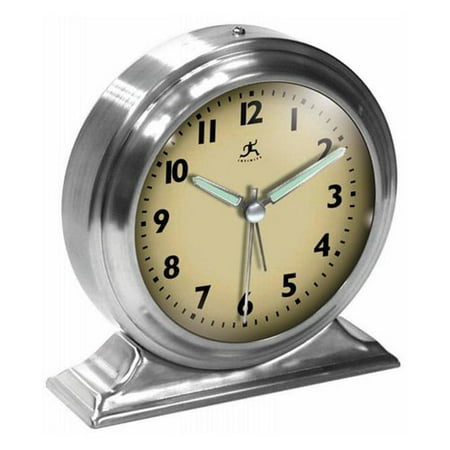 UPC 731742042446 product image for Infinity Instruments Brushed Nickel Metal Alarm Clock With Cream Face | upcitemdb.com