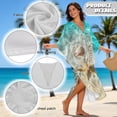 thumbnail image 6 of Xoenoiee Beach Starfish Seashell Print Kaftan Dresses for Women V Neck Summer Swimsuit Cover up Batwing Sleeve Caftan Maxi Beach Dresses Boho Moomoo Dresses, 6 of 7