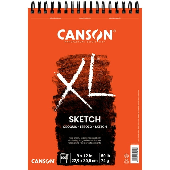 Canson XL Series Sketch Paper Pad, 9in x 12in, 50 lb., White, 100 Pages