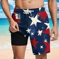 thumbnail image 2 of cllios American Flag Swim Trunks Men 4th of July Drawstring Board Shorts 2 in 1 Quick Dry Swimming Shorts Patriotic Red White and Blue Printed Bathing Suits with Compression Liner, 2 of 7