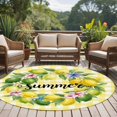 thumbnail image 5 of Summer Round Living Room Rugs 5 ft, Yellow Green Lemon Leaf Flowers Garland Buffalo Plaid Washable Area Rug with Non-Slip Sturdy Edge Binding Round Carpet for Entryway Kitchen Bedroom Bathroom, 5 of 9