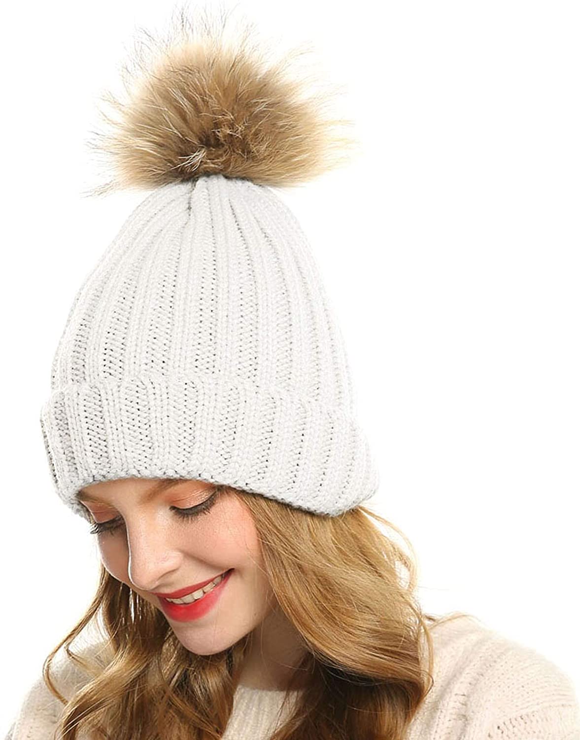 Bonnet D'Hiver Femme Avec Gros Pompon - Tricot Torsadé, Doublure Polaire, Chaud Et Élégant - Plusieurs Couleurs