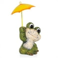 thumbnail image 6 of Alpine Corporation 12"H Sitting Jolly Frog with Yellow Umbrella Statue, 6 of 12