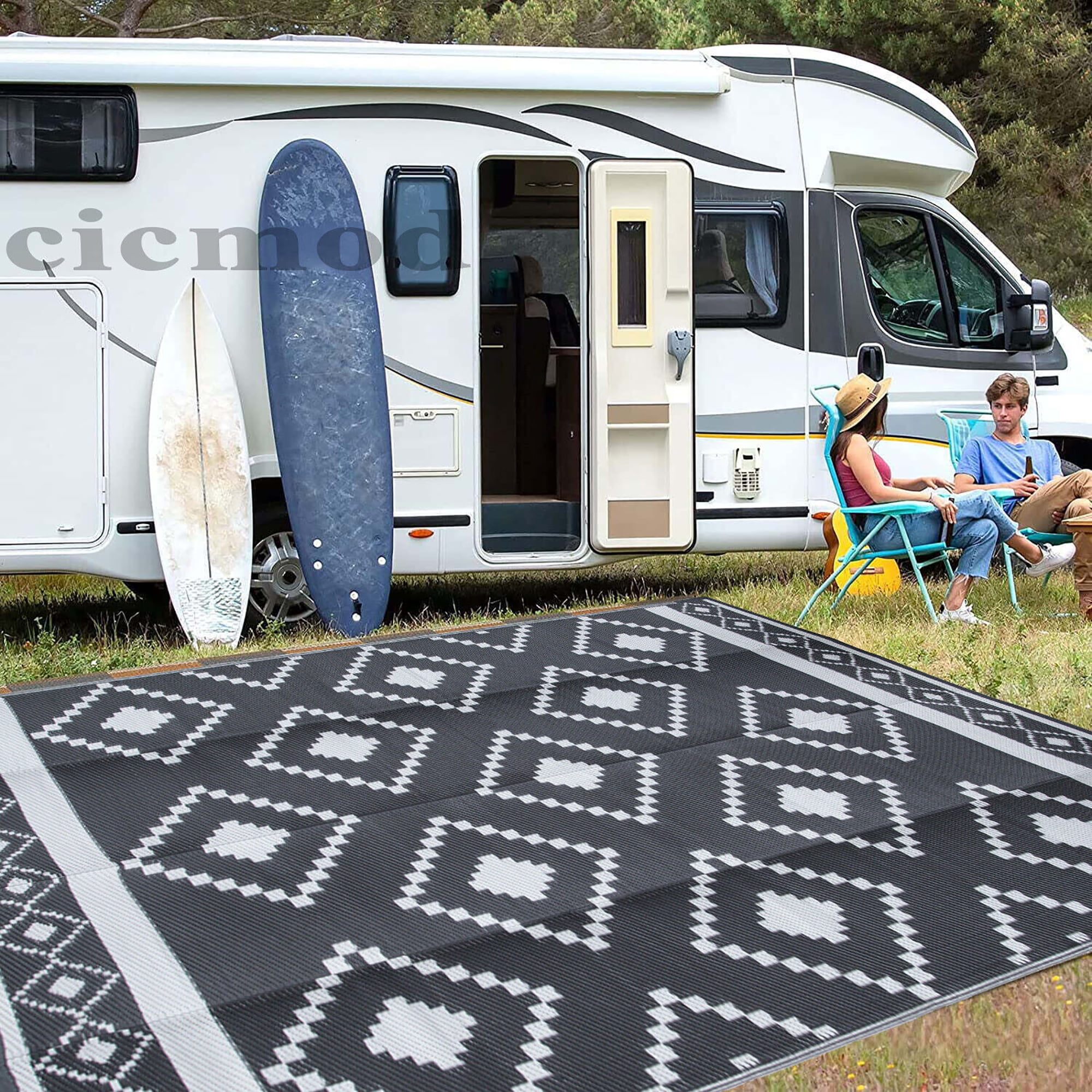 SAYFUT Patio Mat Outdoor Rug Patio Deck RV Reversible Area Rug Camping