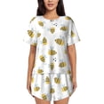 thumbnail image 1 of Balery Bee Conjunto de Pijama para Mujer con Estampado, Dos Piezas de Manga Corta y Shorts, Ropa de Dormir Suave con Cuello Redondo y Bolsillos-X-Large, 1 of 6