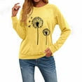 thumbnail image 4 of FRSASU Womens Dandelion Sweatshirt Casual Crewneck Tee Loose Long Sleeve Pullover Tops Yellow, 4 of 5