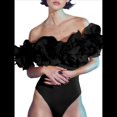 thumbnail image 2 of Traje de Baño de una Pieza para Mujer, Falda Cruzada, Pareo, Bikini con Estampado Floral Retro. Traje de Baño Negro L, 2 of 8