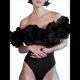 thumbnail image 2 of Traje de Baño de una Pieza para Mujer, Falda Cruzada, Pareo, Bikini con Estampado Floral Retro. Traje de Baño Negro L, 2 of 8