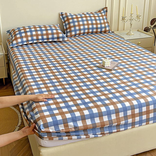 EDHITNR Queen Size Fitted Sheet 86.6x78.74 Inch, Deep Pocket Non-Slip Bed Cover with All-Around Elastic, Soft Polyester Mattress Protector for 18 Inch Mattress Wrinkle Fade Resistant