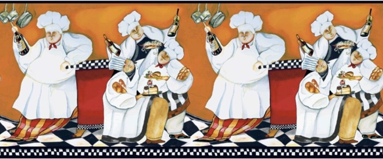 York Wallcoverings Chef's a Cooking Orange Removable Wallpaper Border - Food and Beverage