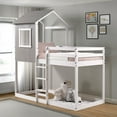 P'kolino Twin over Twin Tree House Low Bunk Bed Rustic Dark Gray with