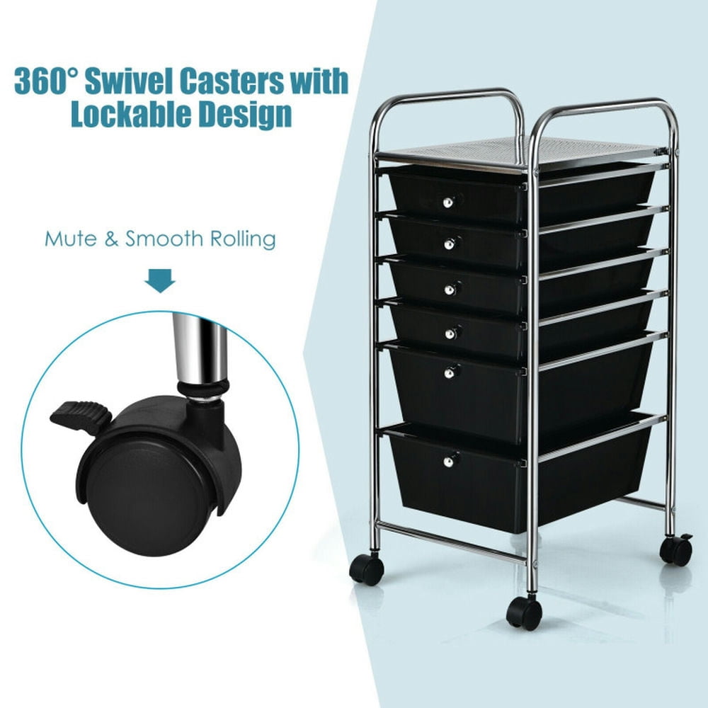 Demi Bonn 6 Drawers Rolling Storage Cart Organizer with 4 Universal Casters, Black