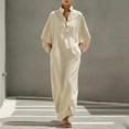 thumbnail image 3 of Kukoosong Women's Half Sleeve Maxi Dress, Stand Collar Button Front Kaftan Dress, Casual Loose Fit Boho Beach Sundress Flowy Lightweight with Pockets, 3 of 7
