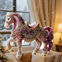 OKKVV 2D Christmas Hanging Ornaments Purple Pink White Multicolor Acrylic Christmas Tree Car Decorations Holiday Wall Pendant Home Gift(Purple)