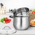 thumbnail image 3 of Giantex 2-Layer Stainless Steel Steamer, 11” Cookware Steamer w/Tempered Glass Lid & Loop Handles, Saucepot for Soup & Steaming Food, 3 of 10