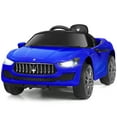 thumbnail image 1 of Gymax 12V Maserati Licensed Kids Ride on Car w/ RC Remote Control Led Lights MP3 Blue, 1 of 10