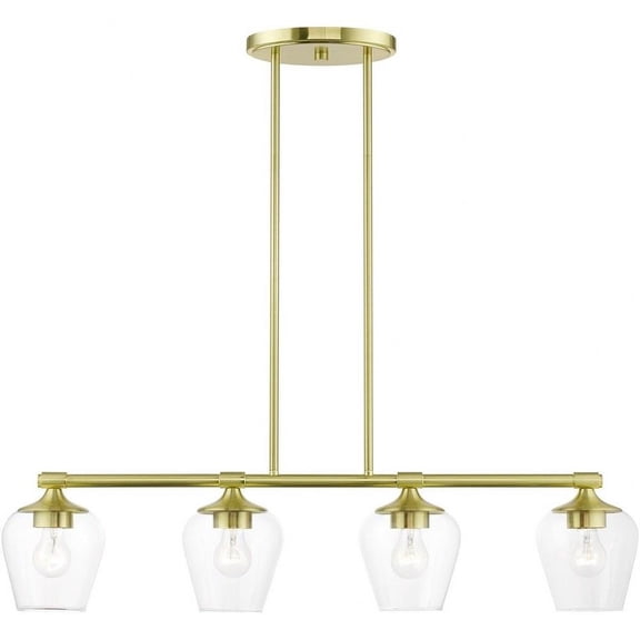 4 Light Linear Chandelier in Transitional Style-14.75 inches Tall and 6 inches Wide-Satin Brass Finish Bailey Street Home 218-Bel-4829185