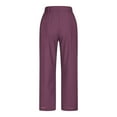 thumbnail image 6 of Zynviq Women Pants Elastic Waist Side Slit Straight Leg Solid Beach Pants Women Stylish Trousers,S, 6 of 6