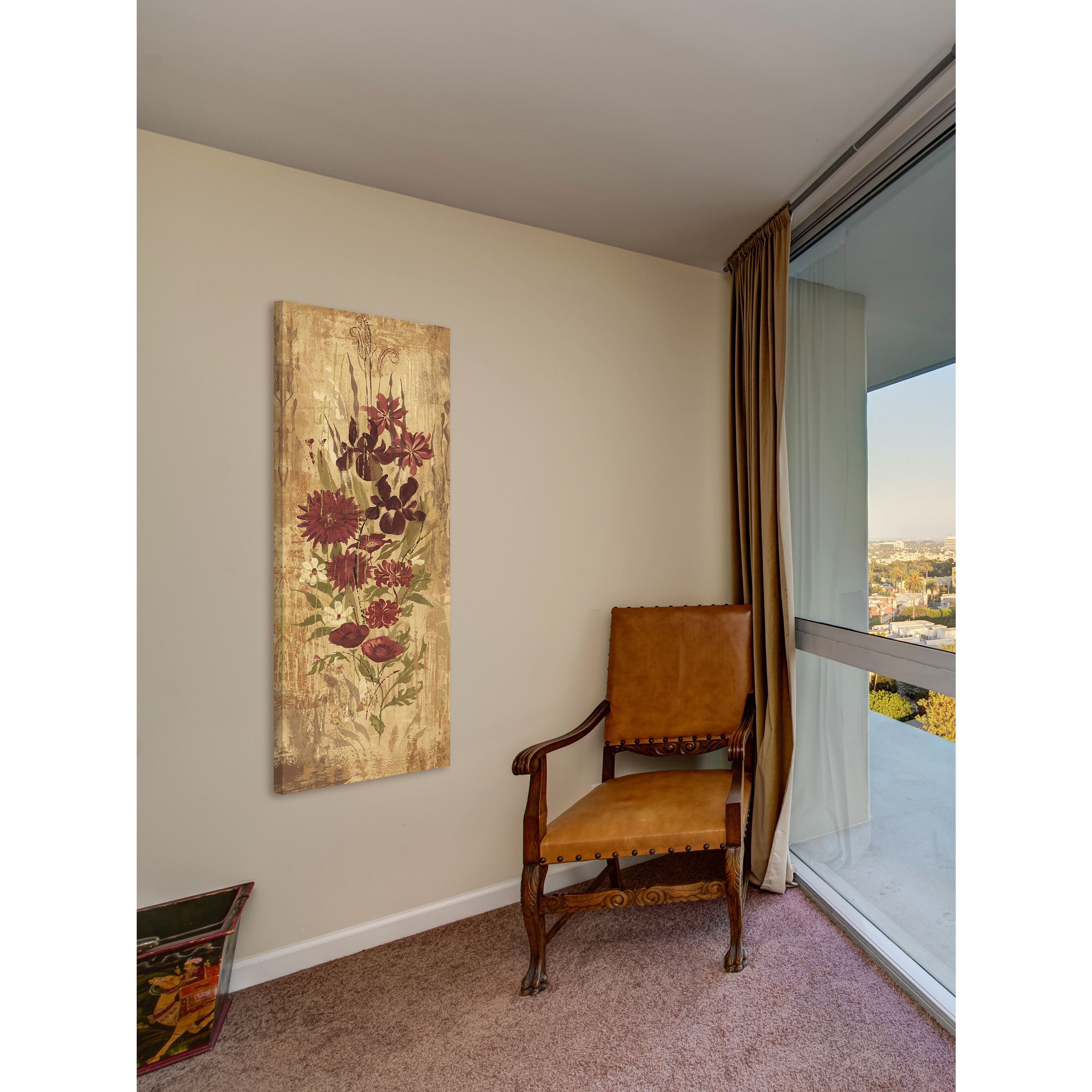 Marmont Hill "A Floral Frenzy Burgundy" Painting Print on Canvas