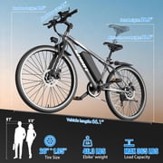 1500W Peak 750W Electric Bicycle 48V 15Ah,26'' Mountain Ebike 30MPH 45-65Miles Range,Removable Battery Adult Electric Bike UL2849
