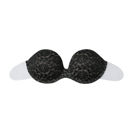 

Henpk Bras for Women Ladies Strapless Gathering Invisible Bra Glossy Breast Stickers Seamless Bra Silicone Underwear